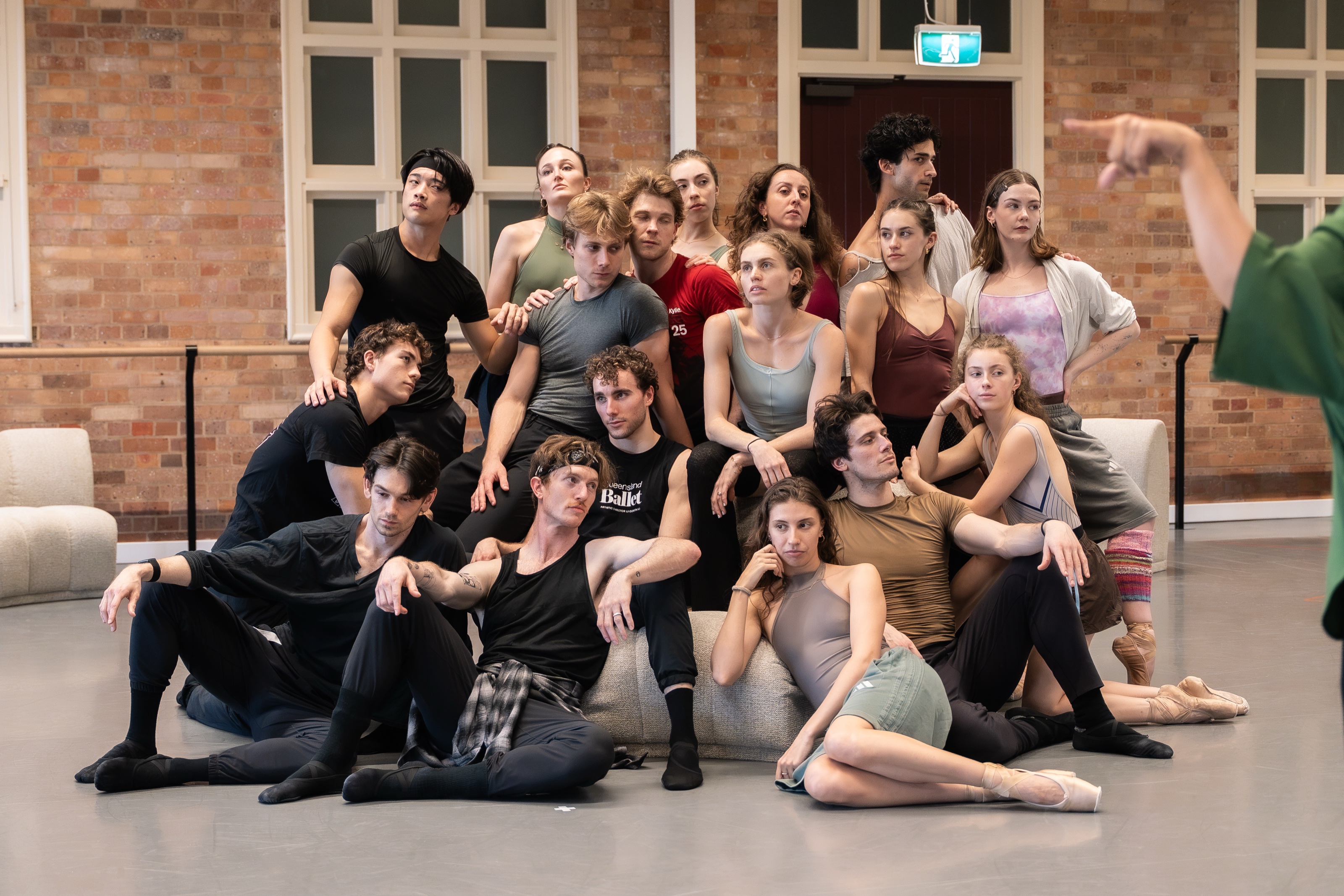 The Queensland Ballet company in rehearsal for Elegantly Wasted. Photo: Jakob Perrett.