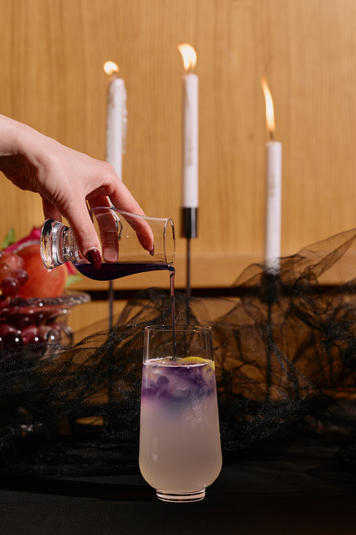 'The Poison', a colour-changing Ink Gin cocktail from the Living Room Bar's ballet-inspired menu.